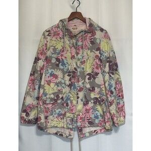 Mossimo Supply Co Floral 100% Cotton Rip Stop Hooded Anorak Jacket Vtg Size XXL